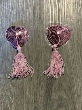 Pink Sequin Heart Shaped Nipple Covers / Pasties